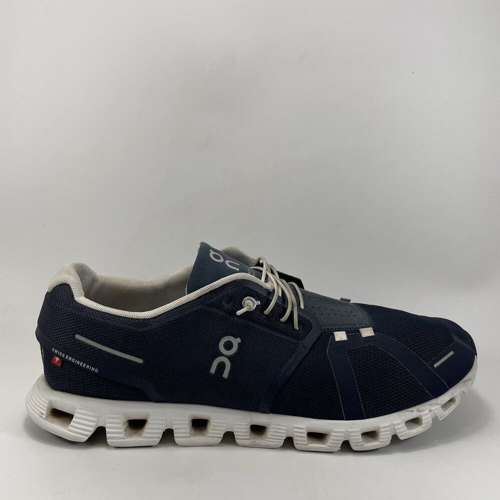 On Cloud 5 Running Shoes Mens Size 12.5 Denim/White Navy Blue Lifestyle Slip On